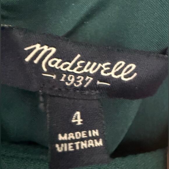 MADEWELL Spruce Green MIDNIGHT DRESS Shutter Pleat Fit & Flare Textured Crepe 4 - Picture 8 of 16